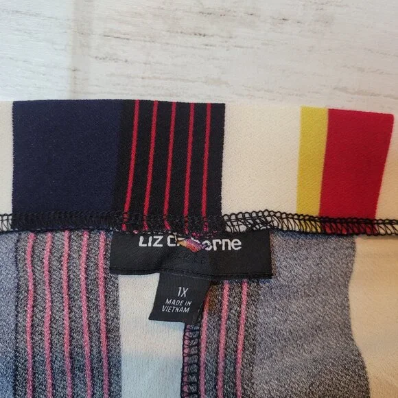 NWOT Liz Claiborne Skirt Women's Plus Size 1X Rainbow Stripe Retro Midi Comfort - Picture 6 of 9